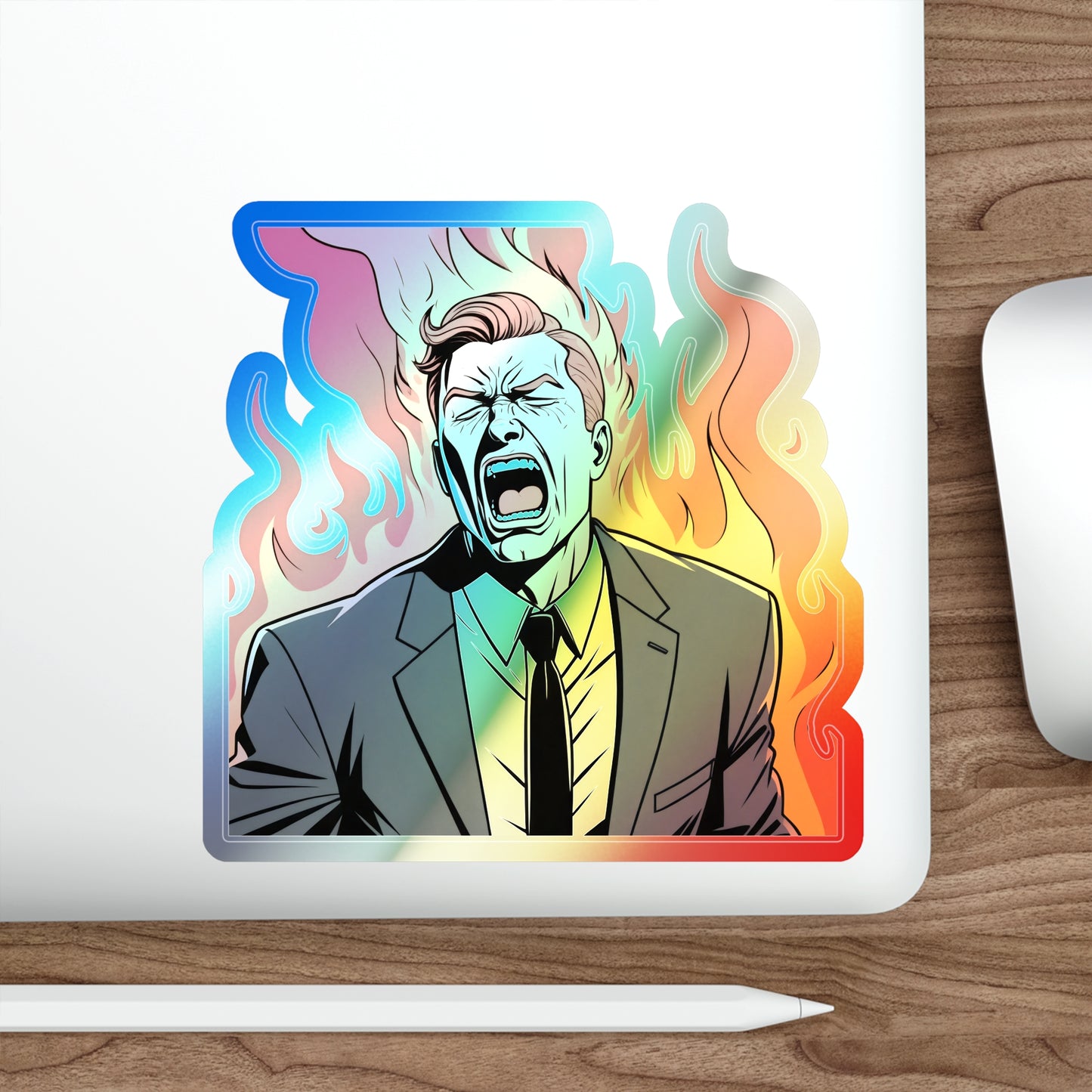 Burn The Rich - Holographic Square Sticker