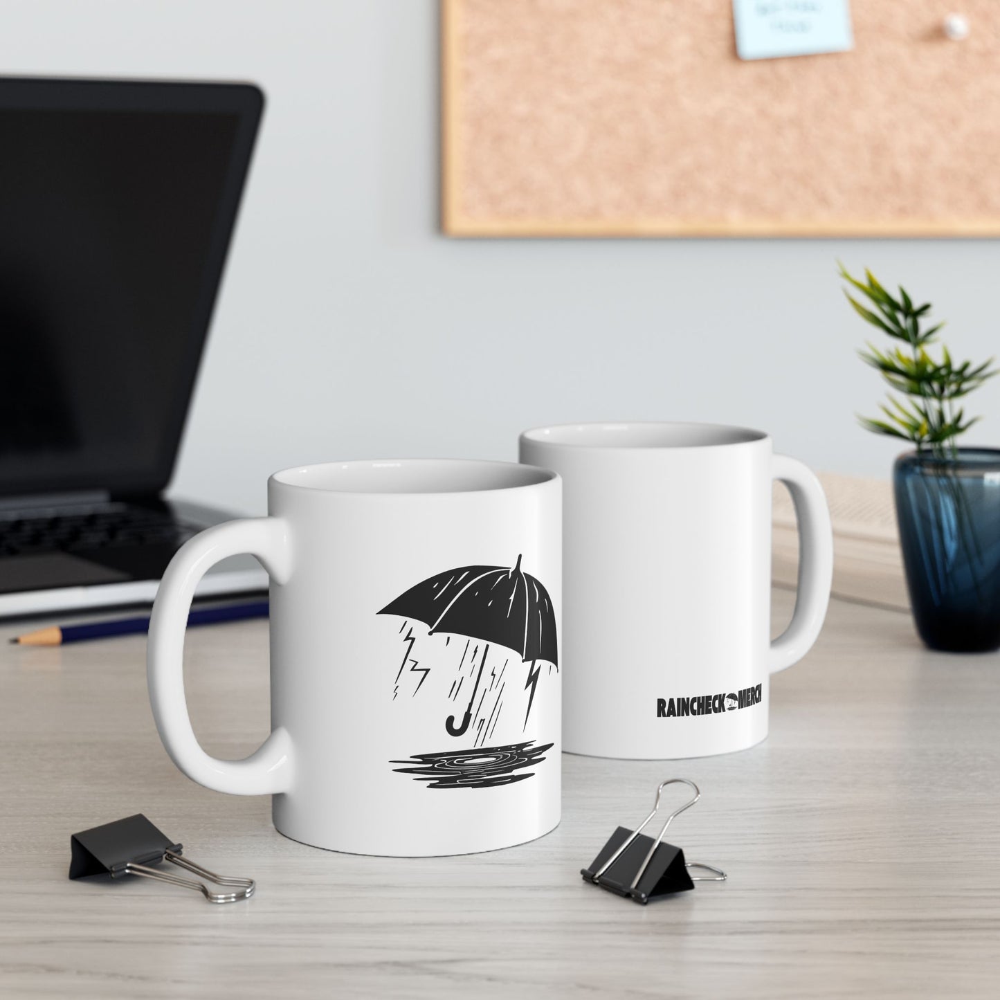 Rain Check Merch Umbrella Logo - 11oz Ceramic Mug