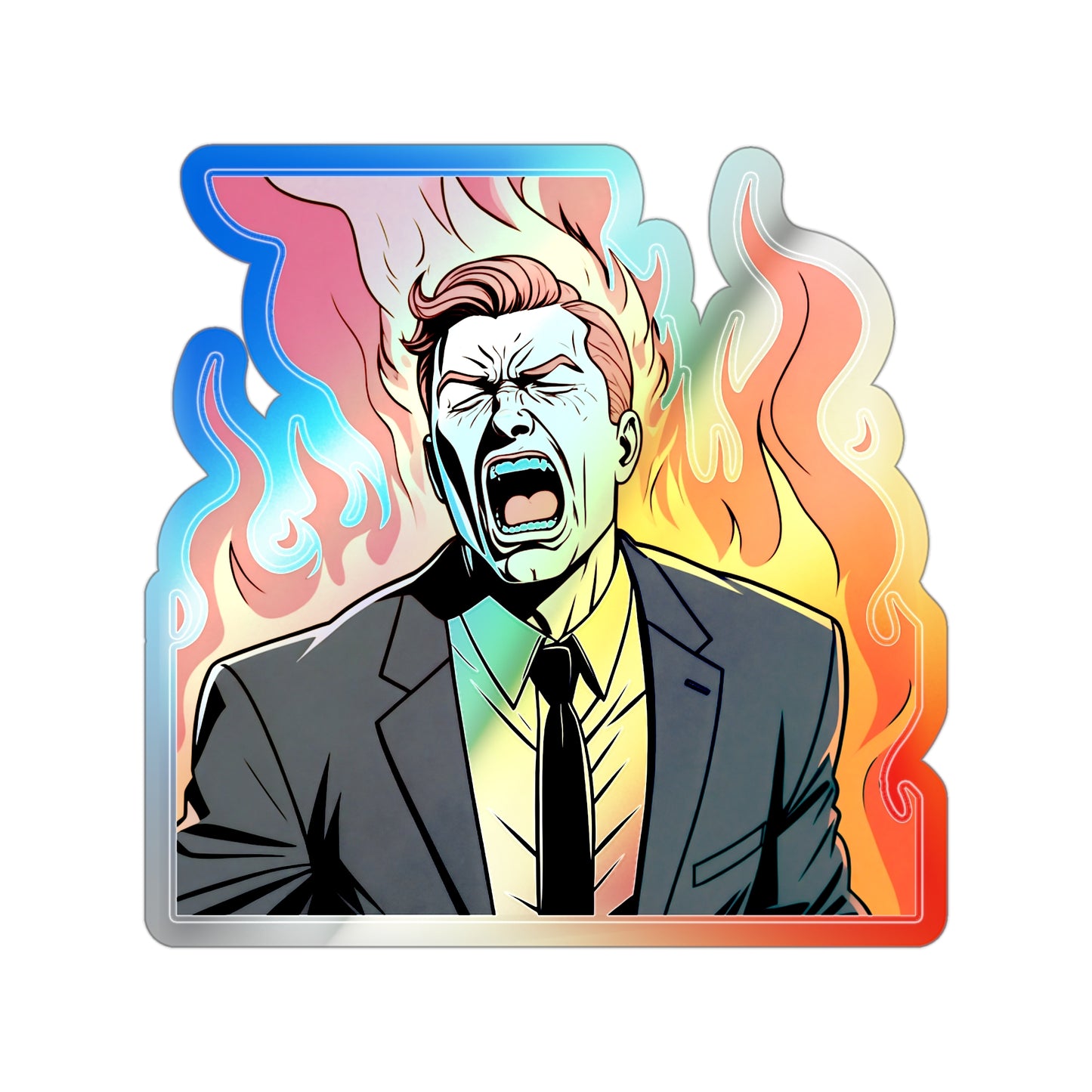 Burn The Rich - Holographic Square Sticker